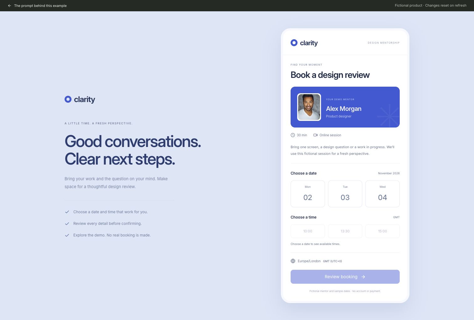 Make time for the right conversation. — revised design