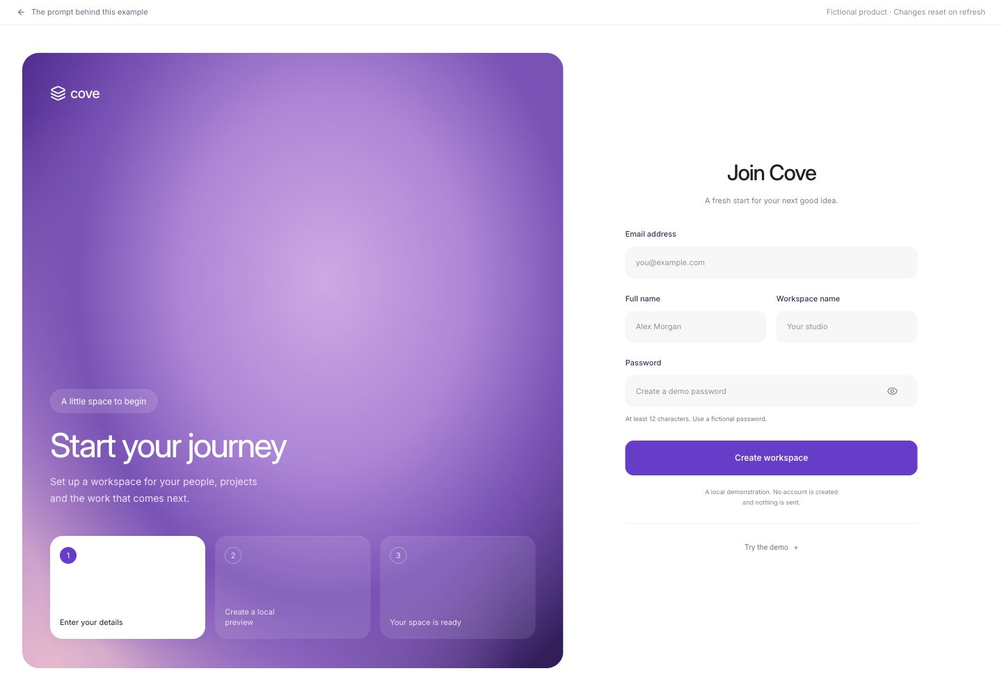 Make a good first step feel easy. — revised design